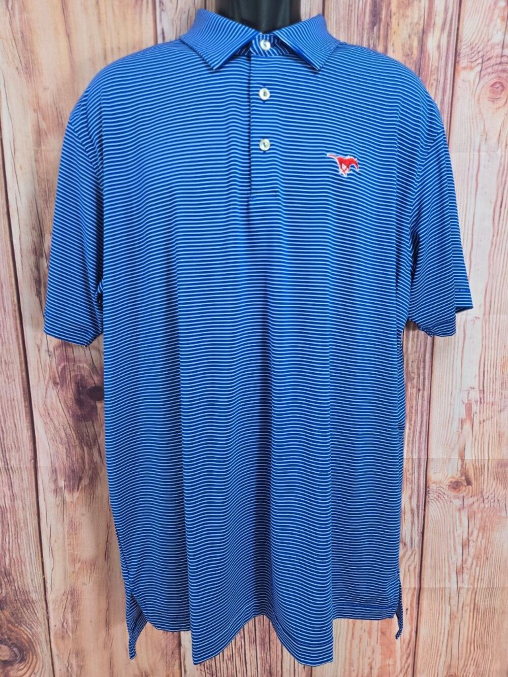 SMU Mustangs Peter Millar Summer Comfort Blue Polo Shirt XL